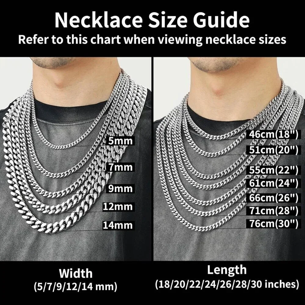 Men's 12mm Width Steel Silver 18K Gold Plated Cuban Hip Hop Chain Jewelry
